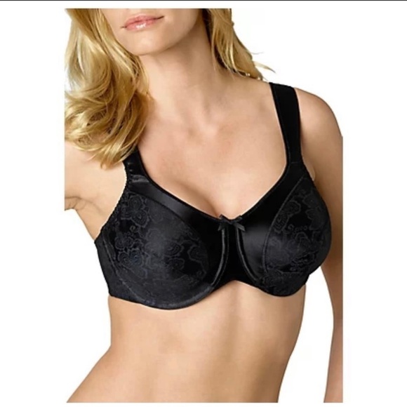 BALI Satin Tracings Minimizer Bra 3562 Black - Picture 1 of 13